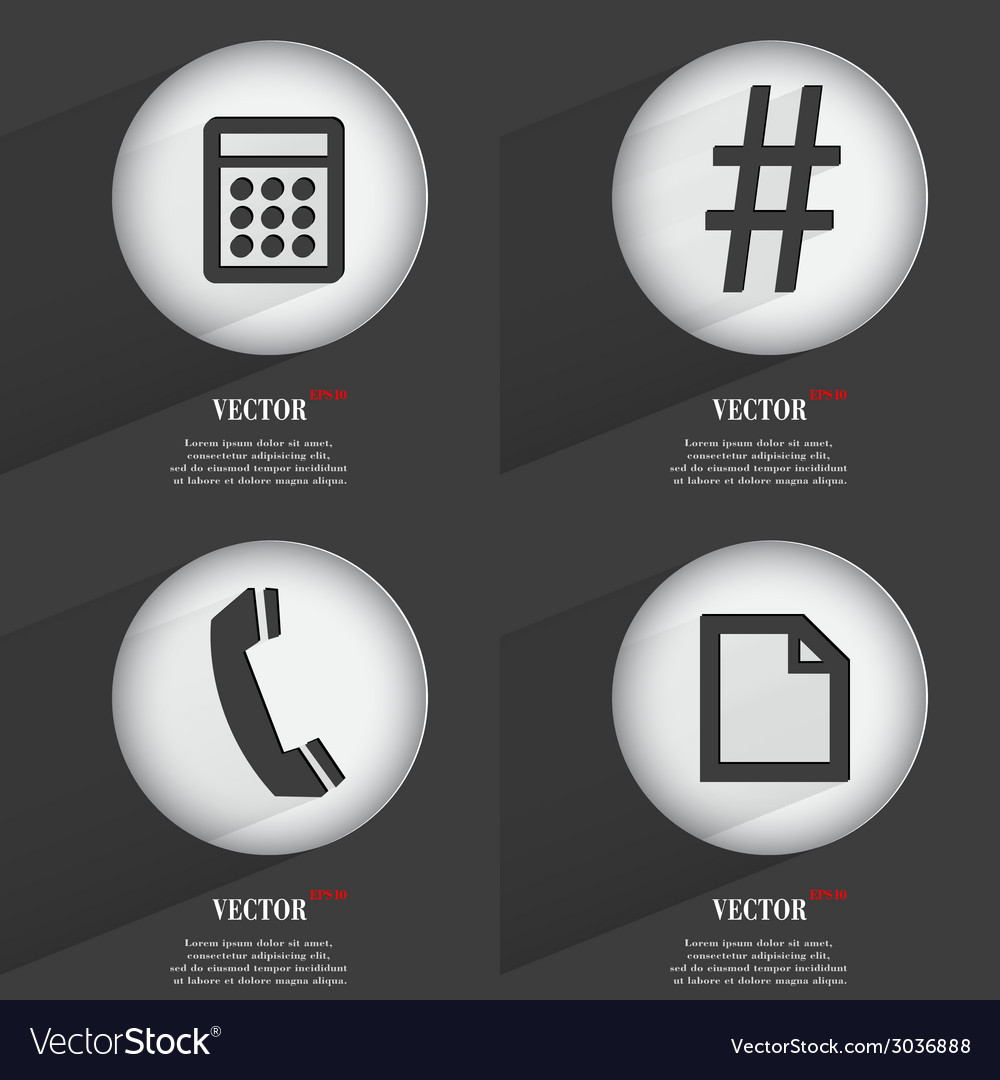 Set of 4 flat buttons icons with shadows
