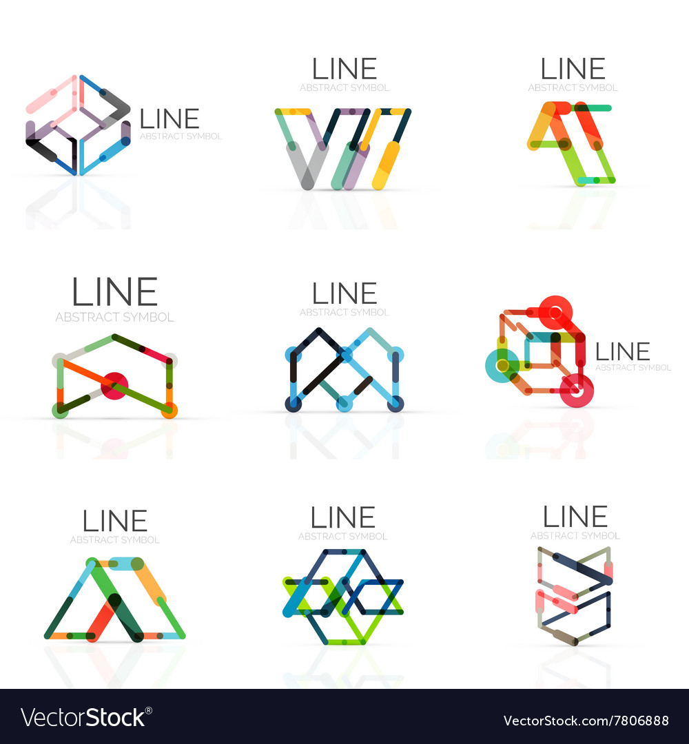 Set of linear abstract logos connected