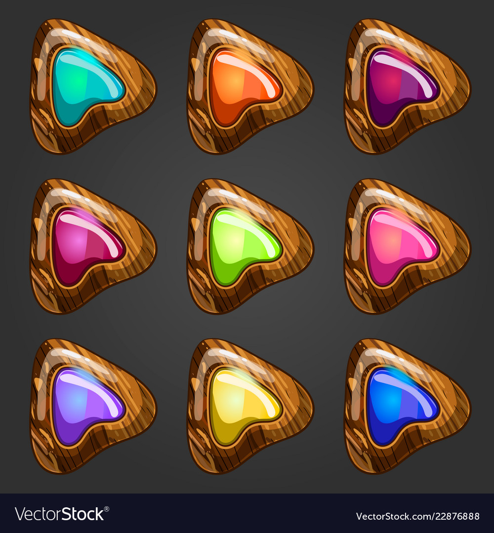 Set of wooden pointers with inlaid gems Vector Image Set of wooden pointers with inlaid gems