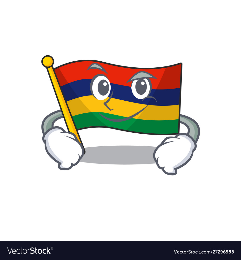 Smirking flag mauritius hoisted above cartoon pole