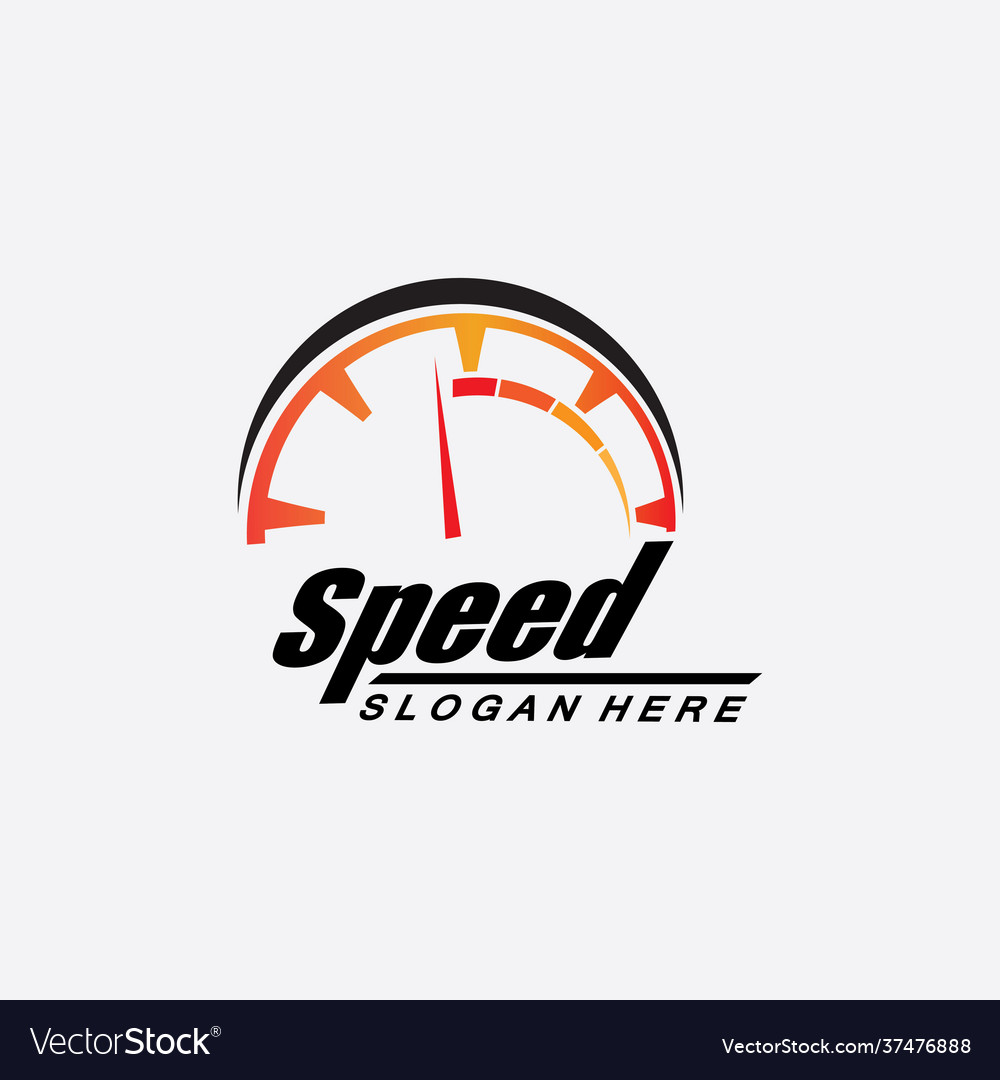 Speed Logo Design Silhouette Speedometer Symbol Vector Image