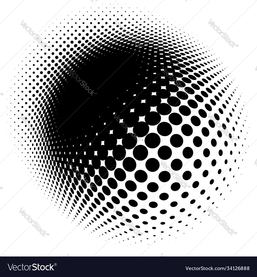 Spherical distortion halftone dots element orb