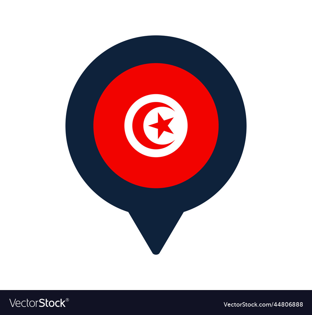 Tunisia flag and map pointer icon national