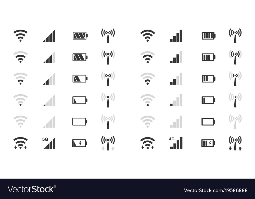 Wifi Level Icons Signal Strength Indicator Vector Image