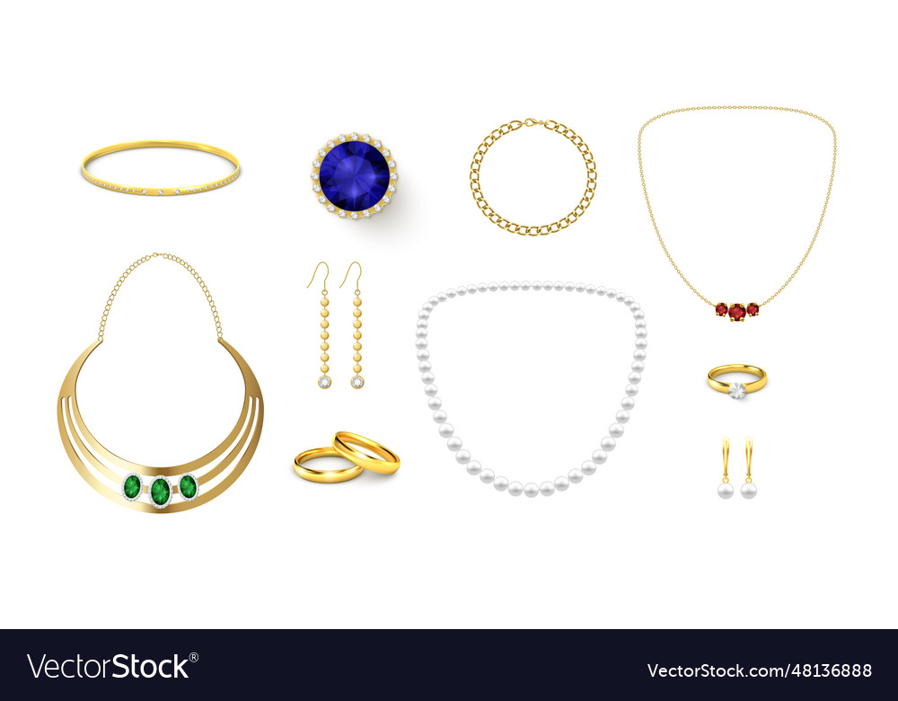 Woman jewelry premium elegant golden accessory Vector Image