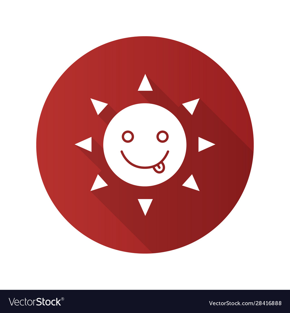 Yummy sun smile flat design long shadow glyph icon