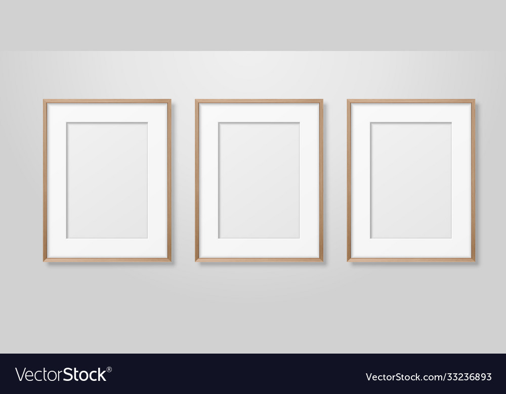 3d realistic three a4 brown wooden simple Vector Image