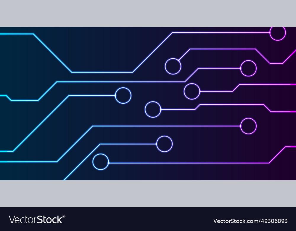 Abstract neon technology background with circuit