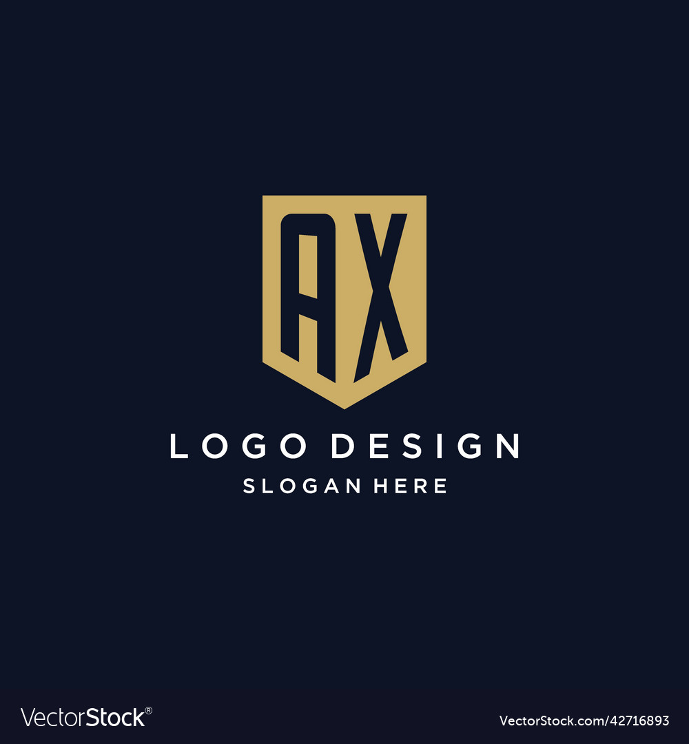 Ax Monogramm Initialen Logo-Design mit Schildsymbol