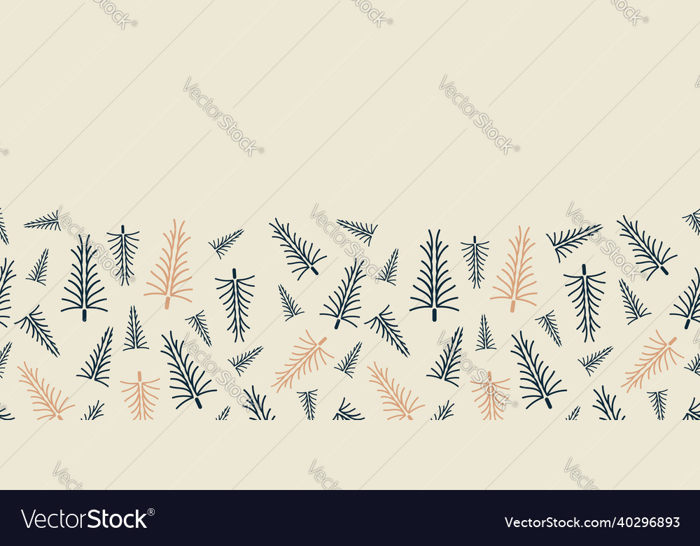 Beige christmas trees border repeat pattern
