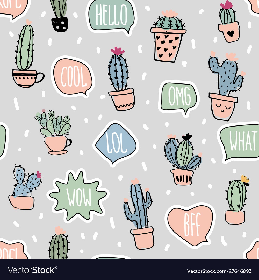 Cacti & Speech Bubbles Pattern