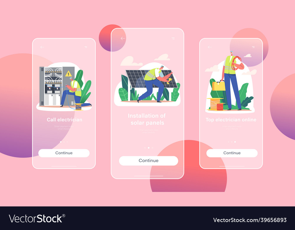 Call electrician mobile app page onboard screen