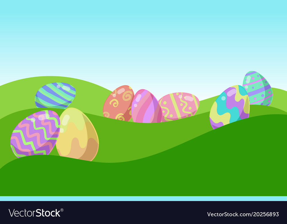 Colored easter eggs pattern with different style