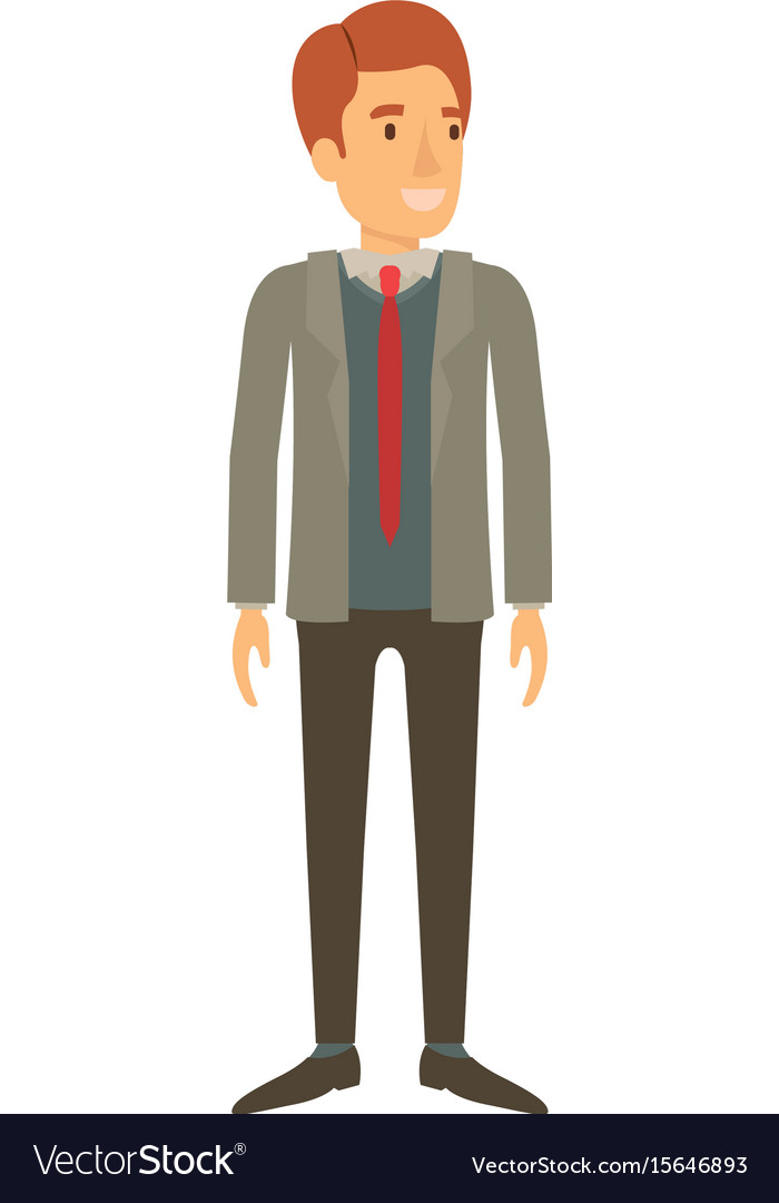 Colorful silhouette man stand with formal suit Vector Image