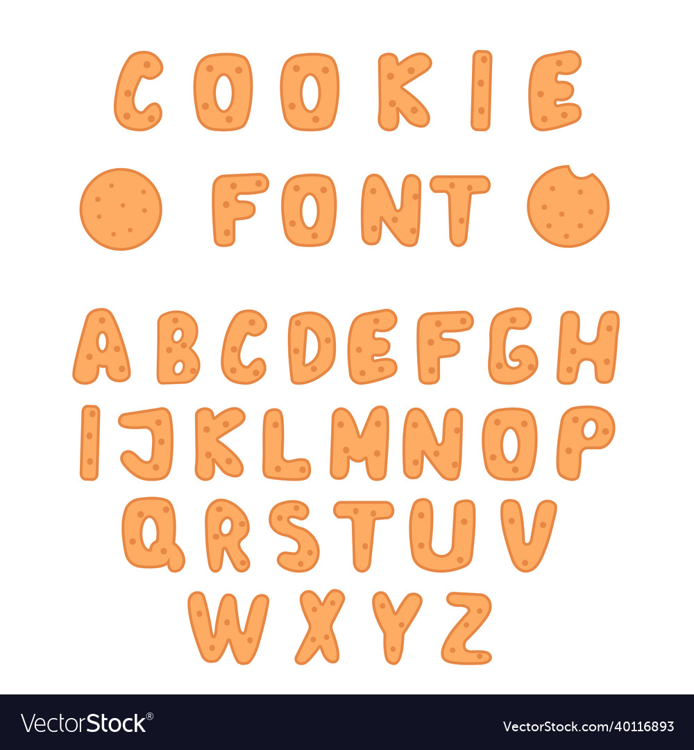 Cookie letters chocolate cracker font isolated