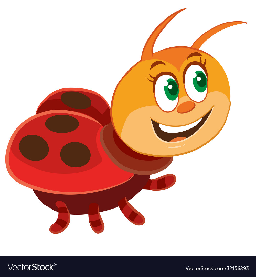 Cute ladybug character cartoon isolated object Vector Image