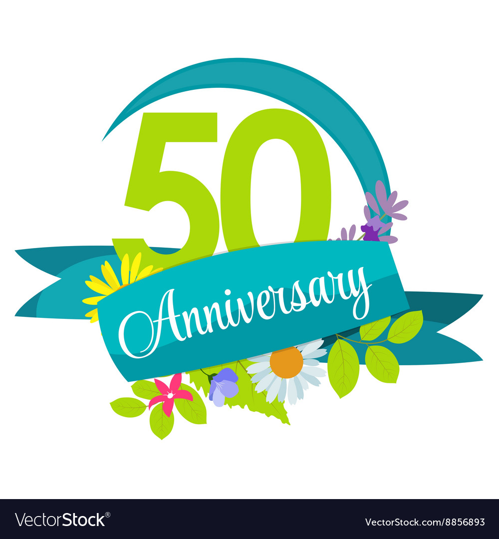 Cute nature flower template 50 years anniversary