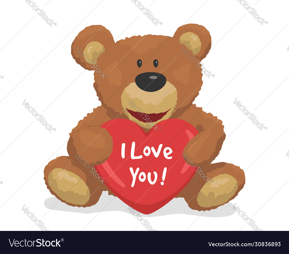 Cute teddy bear with a heart i love you design Vector Image