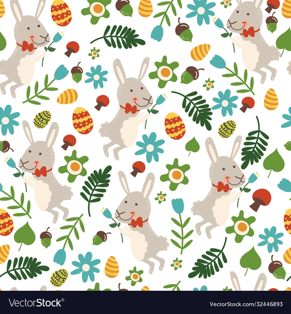 Easter Seamless Floral Bunny Pattern