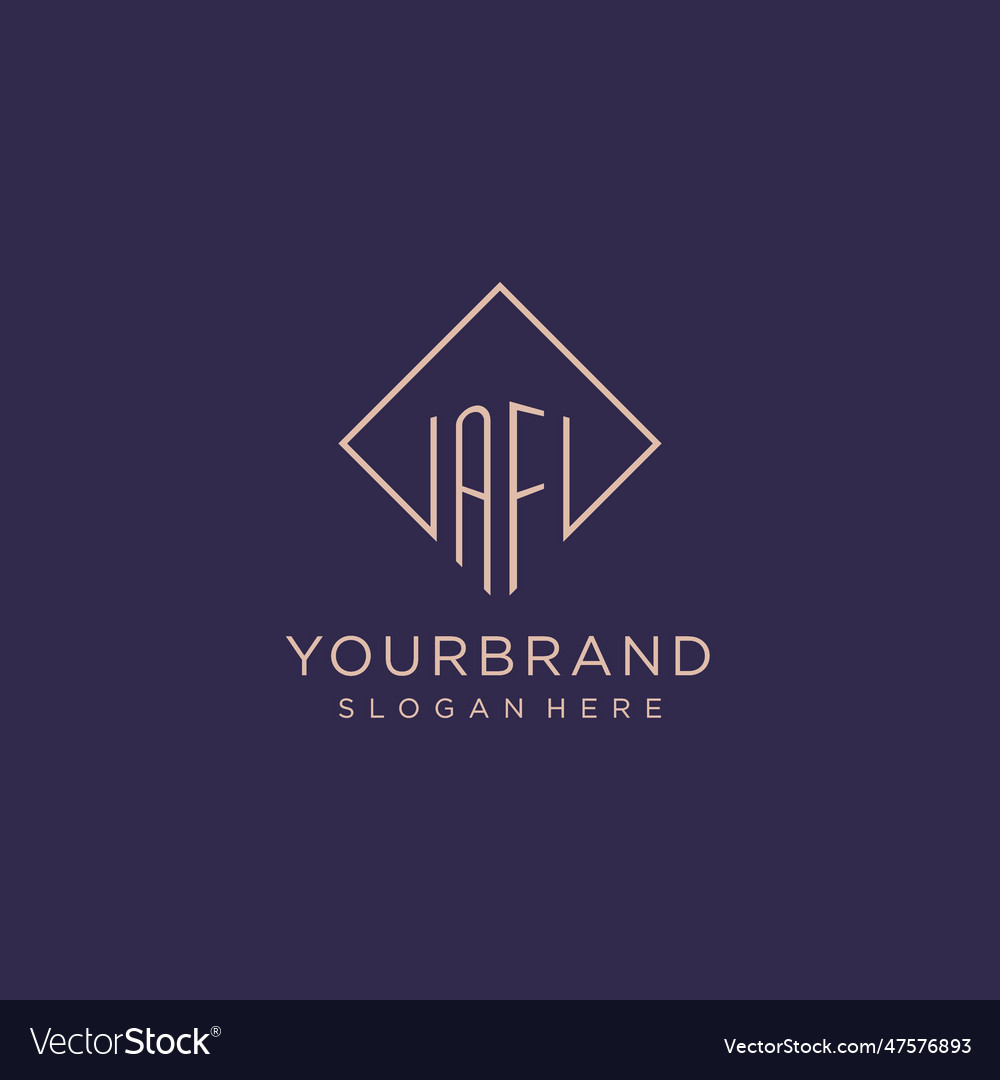 Initials af logo monogram with rectangle style