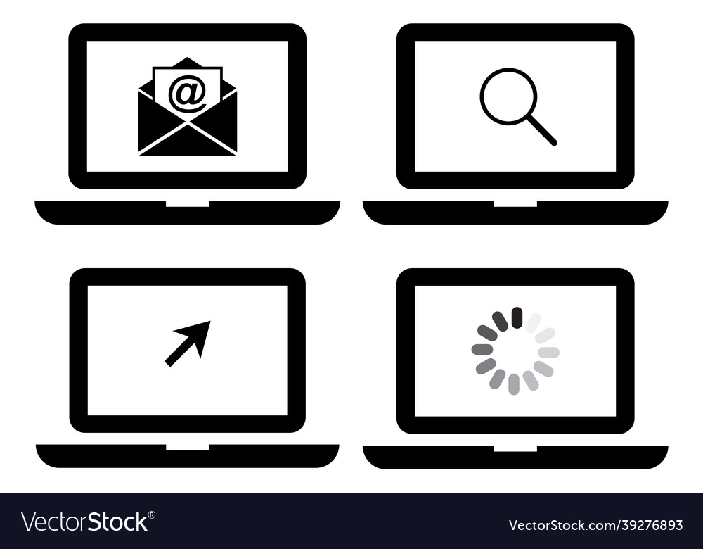 Laptops with cursor open email search vector image Laptops with cursor open email search