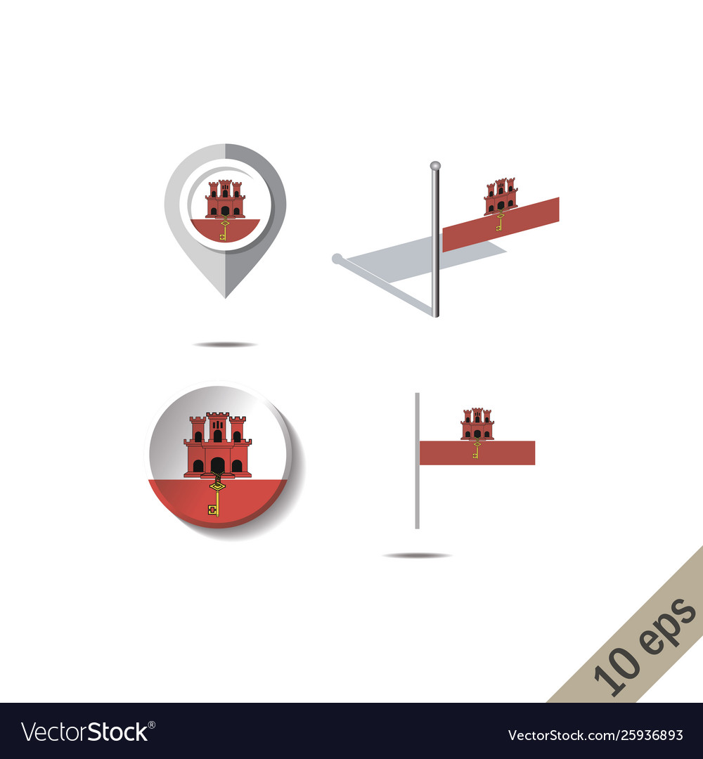 Map pins with flag gibraltar vector image Map pins with flag gibraltar