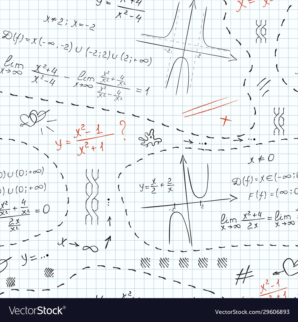 Seamless pattern with geometric tasks and drawings vector image Seamless pattern with geometric tasks and drawings