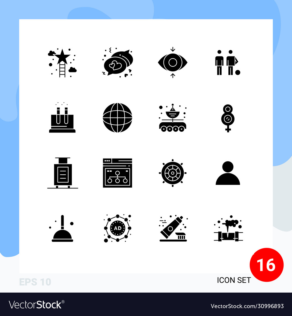 Set 16 solid glyphs on grid for test soccer