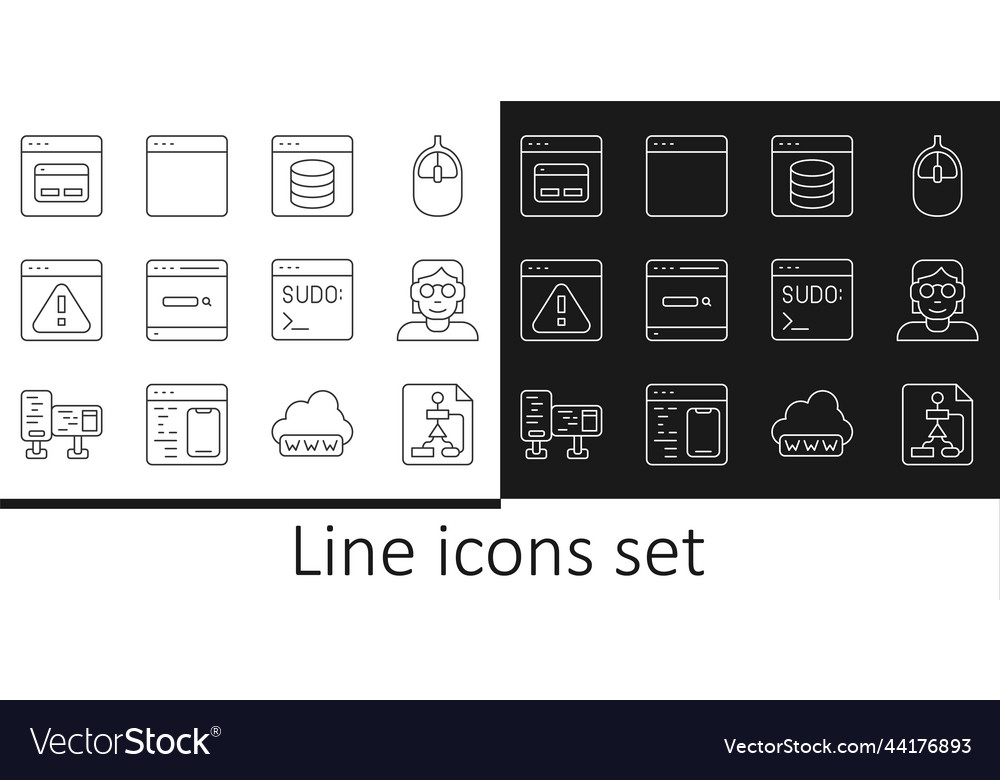 Zeilenflussdiagramm-Hacker oder Coder-Serverdaten festlegen vector image Zeilenflussdiagramm-Hacker oder Coder-Serverdaten festlegen