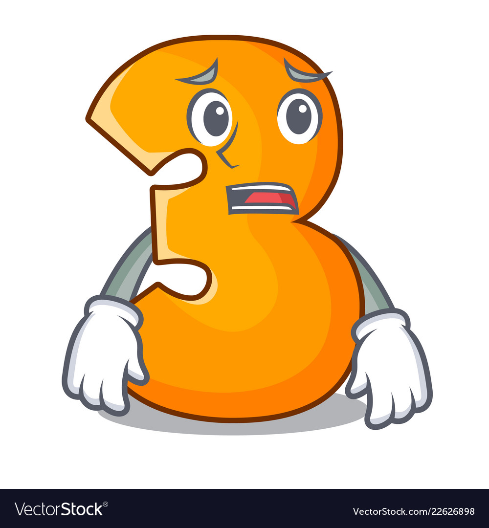 Afraid cartoon number three on wooden door Vector Image
