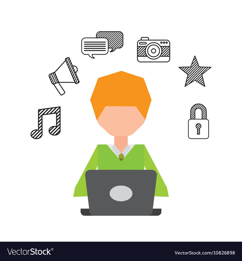 Delivery worker with computer avatar character Vector Image #3 Delivery worker with computer avatar character Vector Image