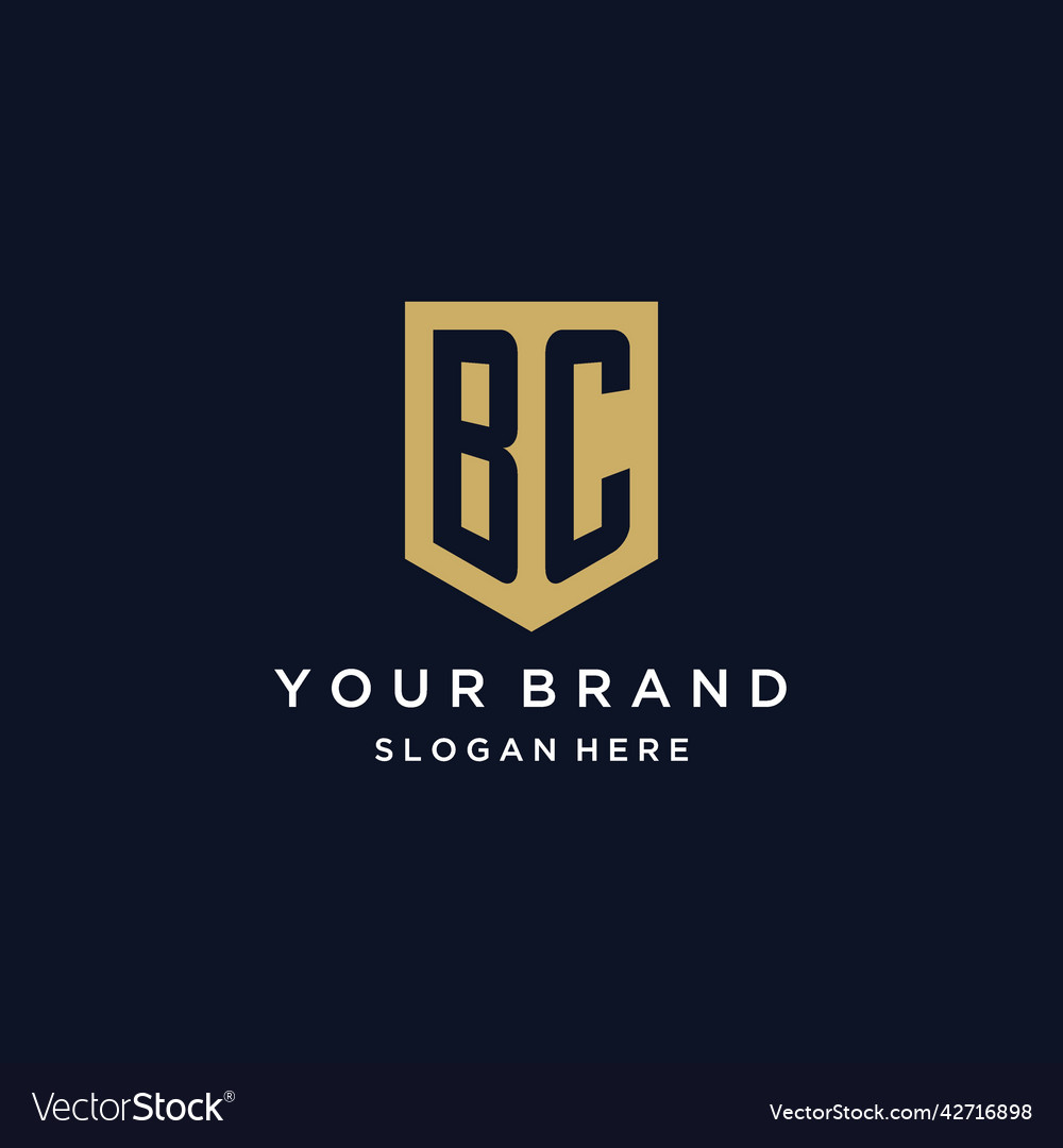 Bc monogram initials logo design with shield icon