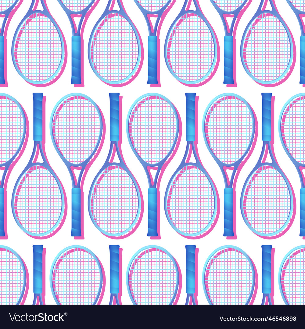 Blue tennis rackets seamless pattern