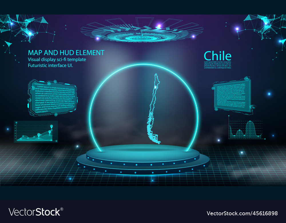 Chile map light connecting effect background Vector Image Chile map light connecting effect background