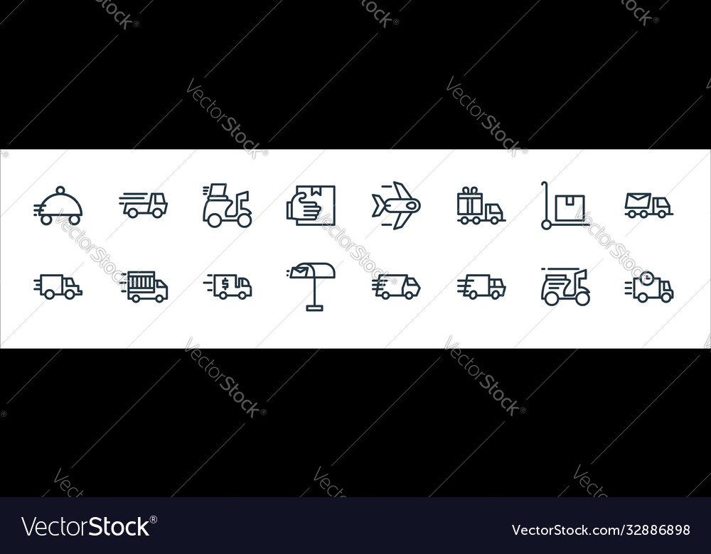 Delivery line icons linear set quality vector image Delivery line icons linear set quality