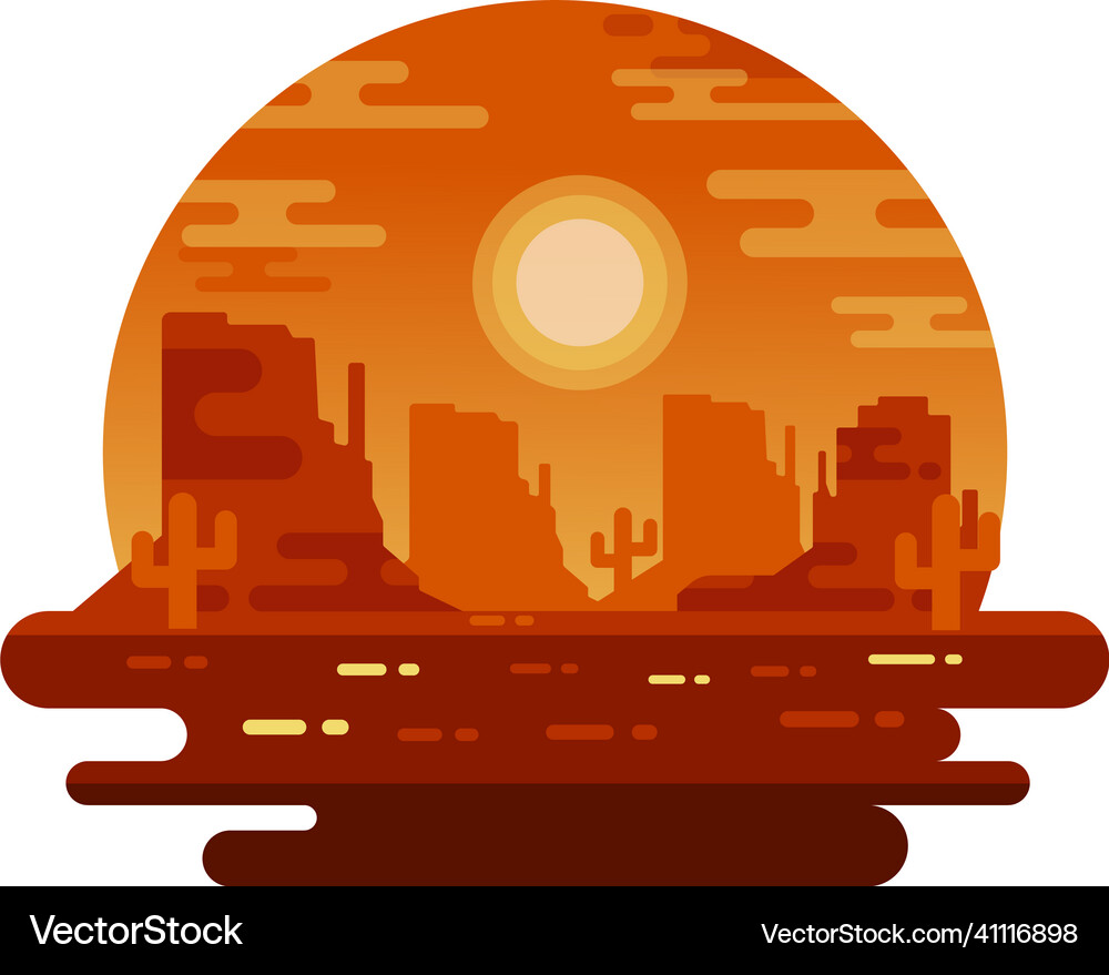 Desert sunset Royalty Free Vector Image - VectorStock