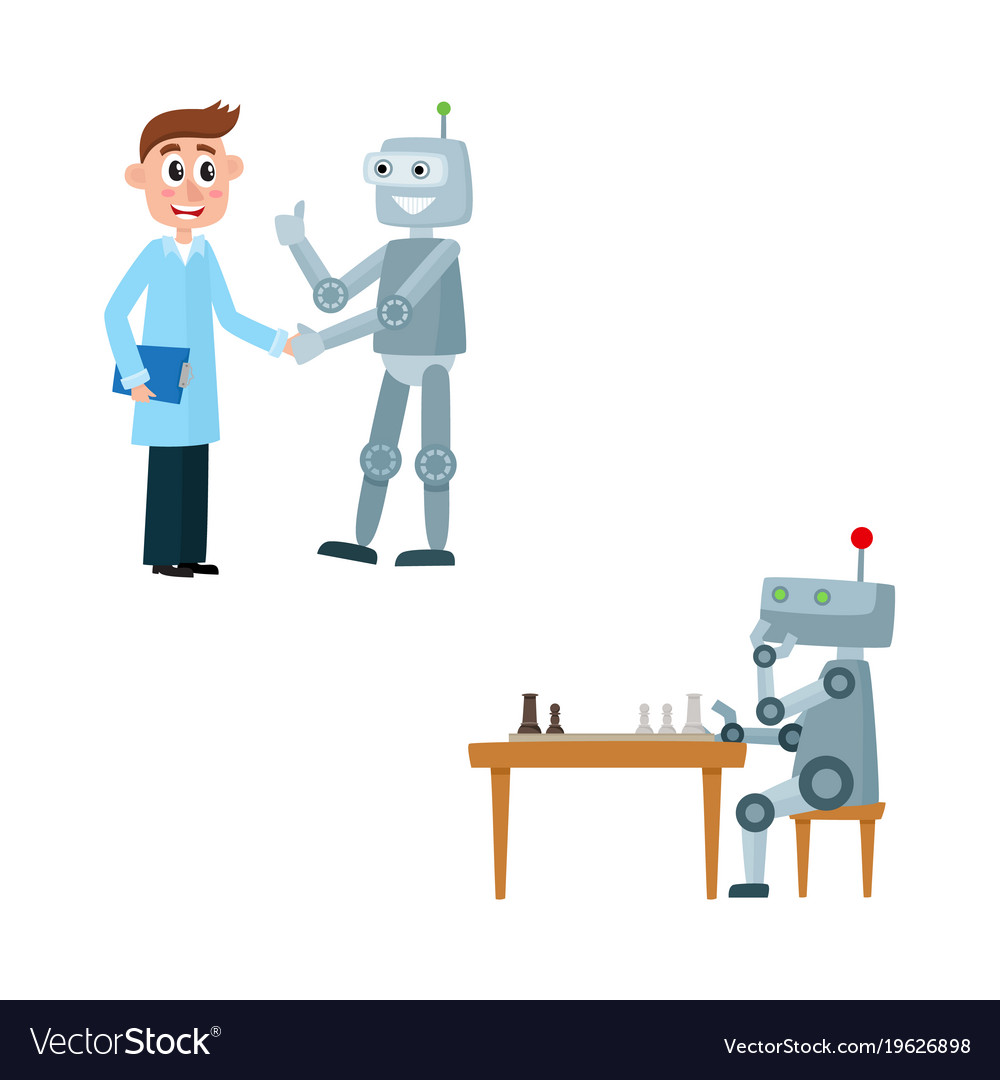 Flat robots and people set