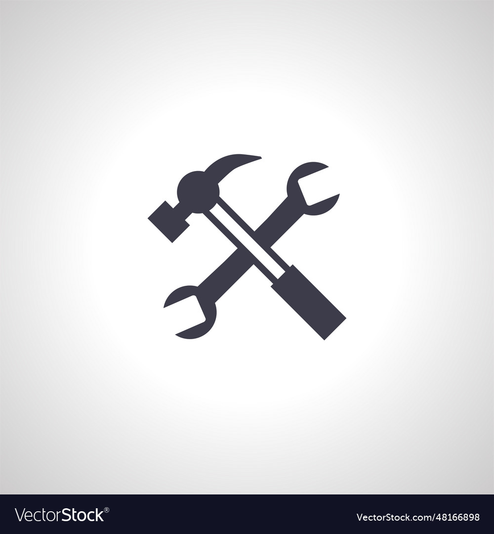 Hammer and wrench isolated icon repair crossed Vector Image