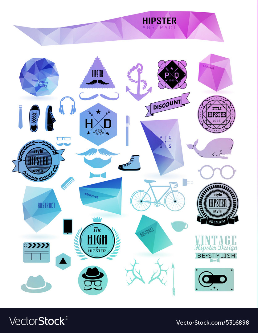 Hipster style elements icons and labels