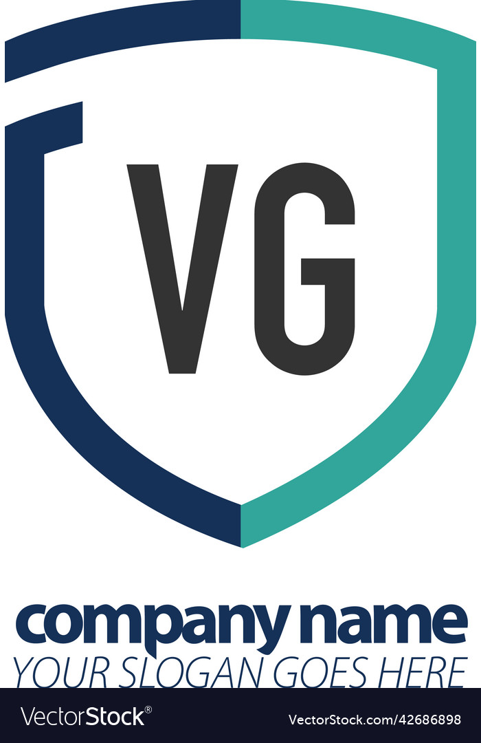 Initial letter vg shield logo line art creative