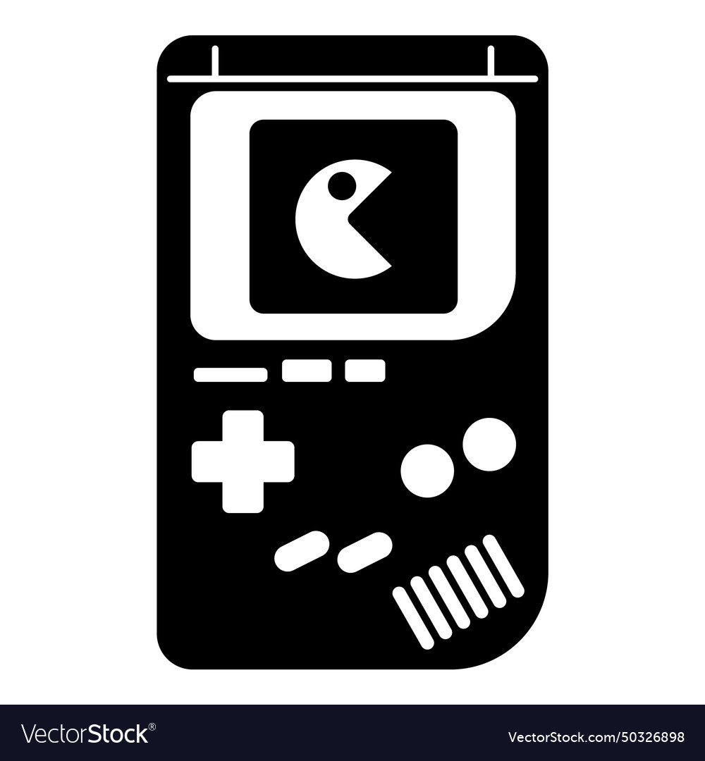 Retro handheld console game flat icon isolated