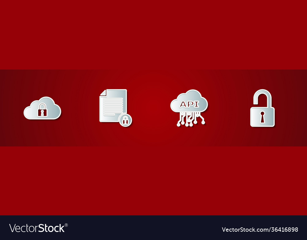 Cloud Computing Lock Dokument und api festlegen vector image Cloud Computing Lock Dokument und api festlegen