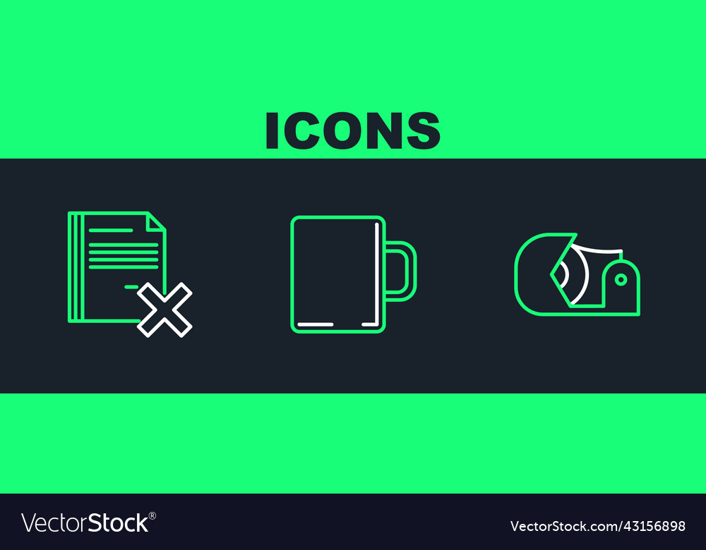 Set line scotch delete file document and coffee Vector Image Set line scotch delete file document and coffee