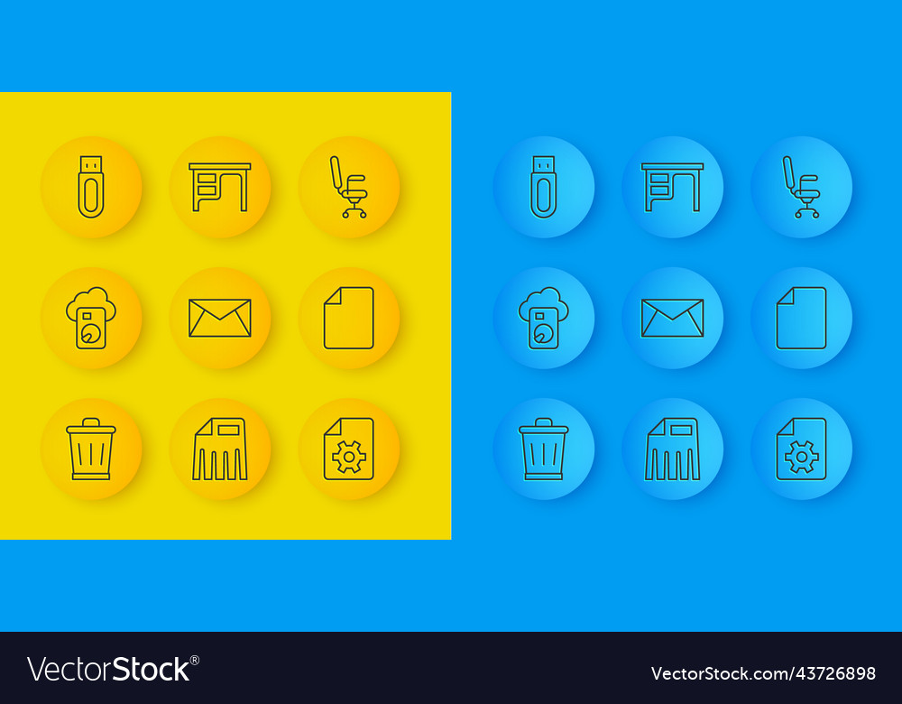 Set line trash can cloud database mail and e vector image Set line trash can cloud database mail and e