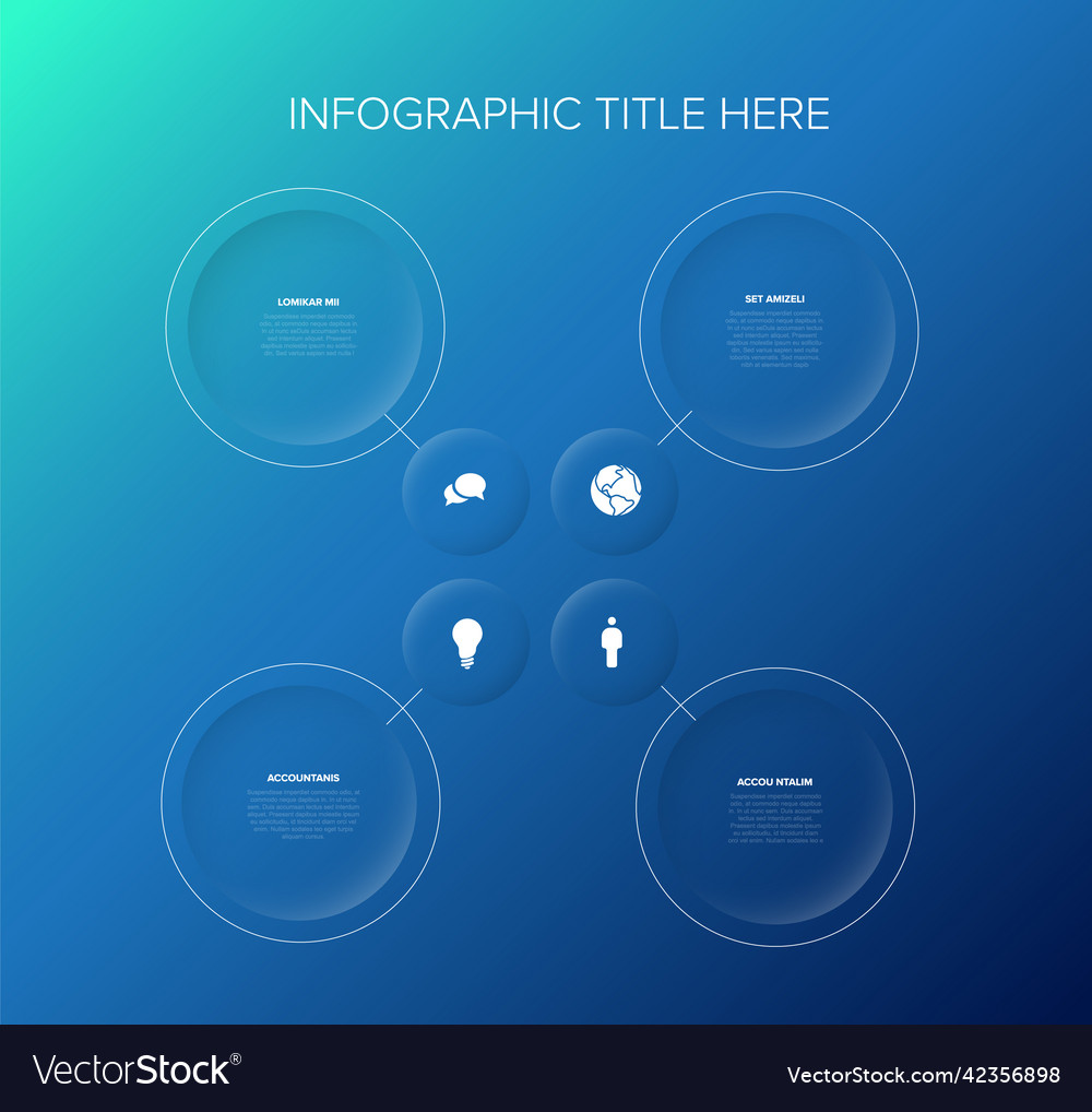 Simple relief infographic with four circle icon