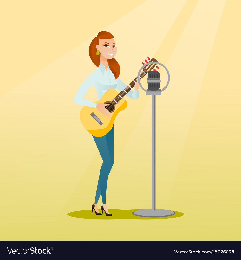 Woman singing into a microphone