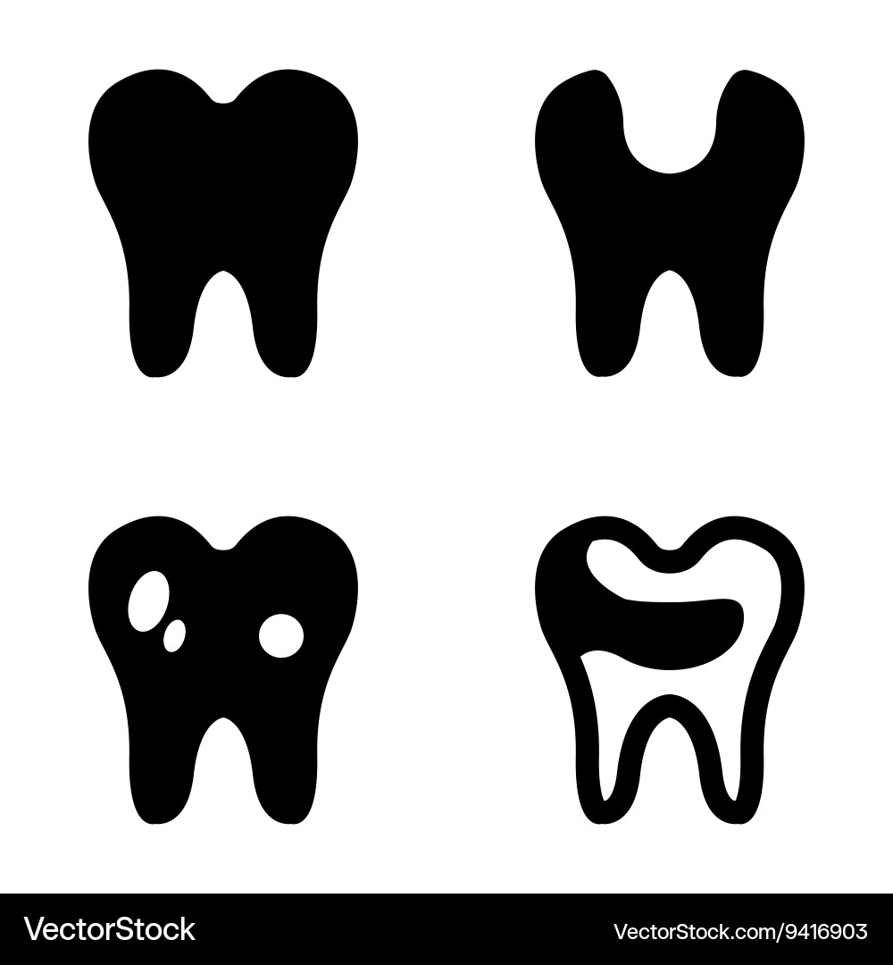 Black teeth icons set Royalty Free Vector Image