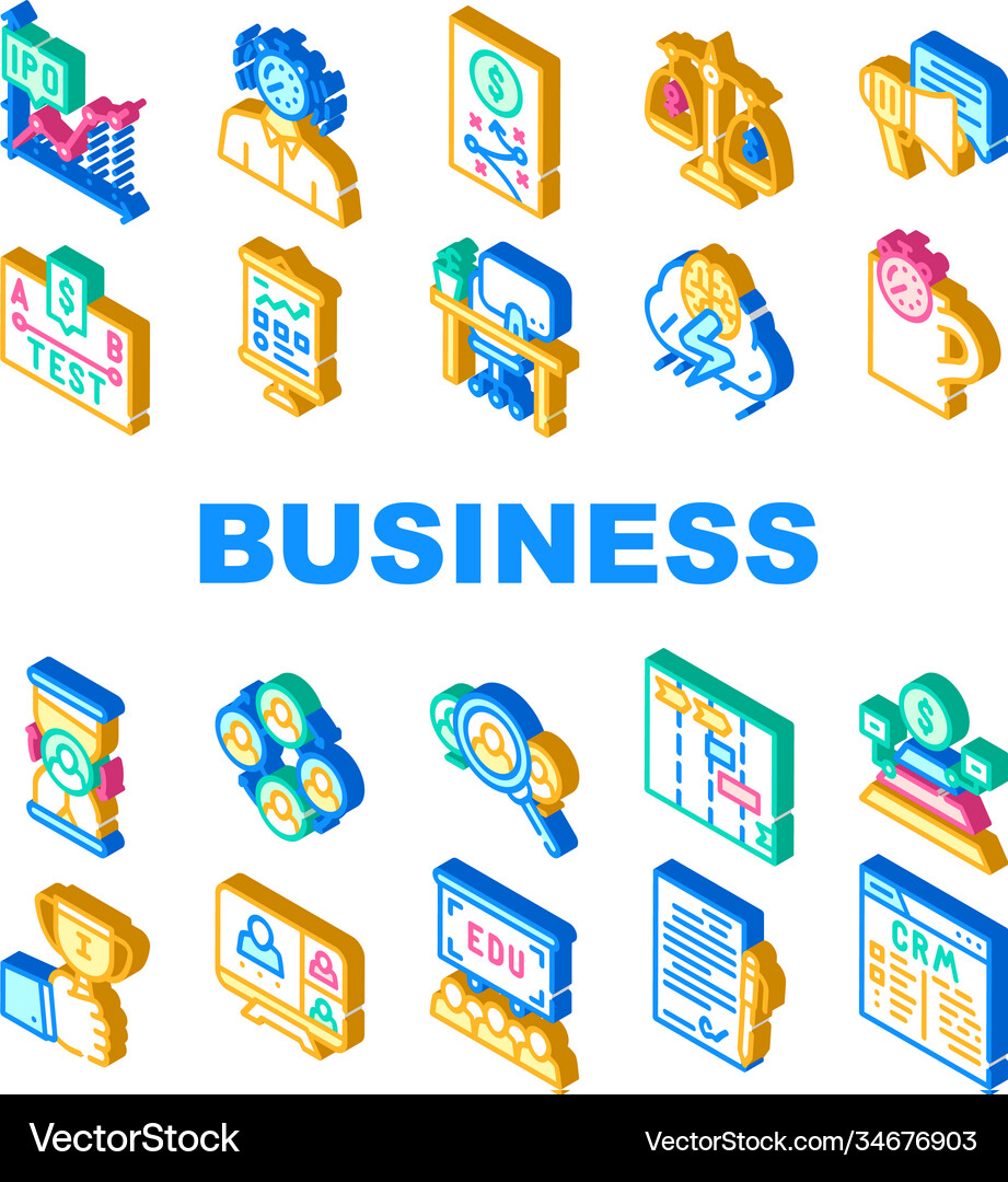 Business situations collection icons set Vector Image