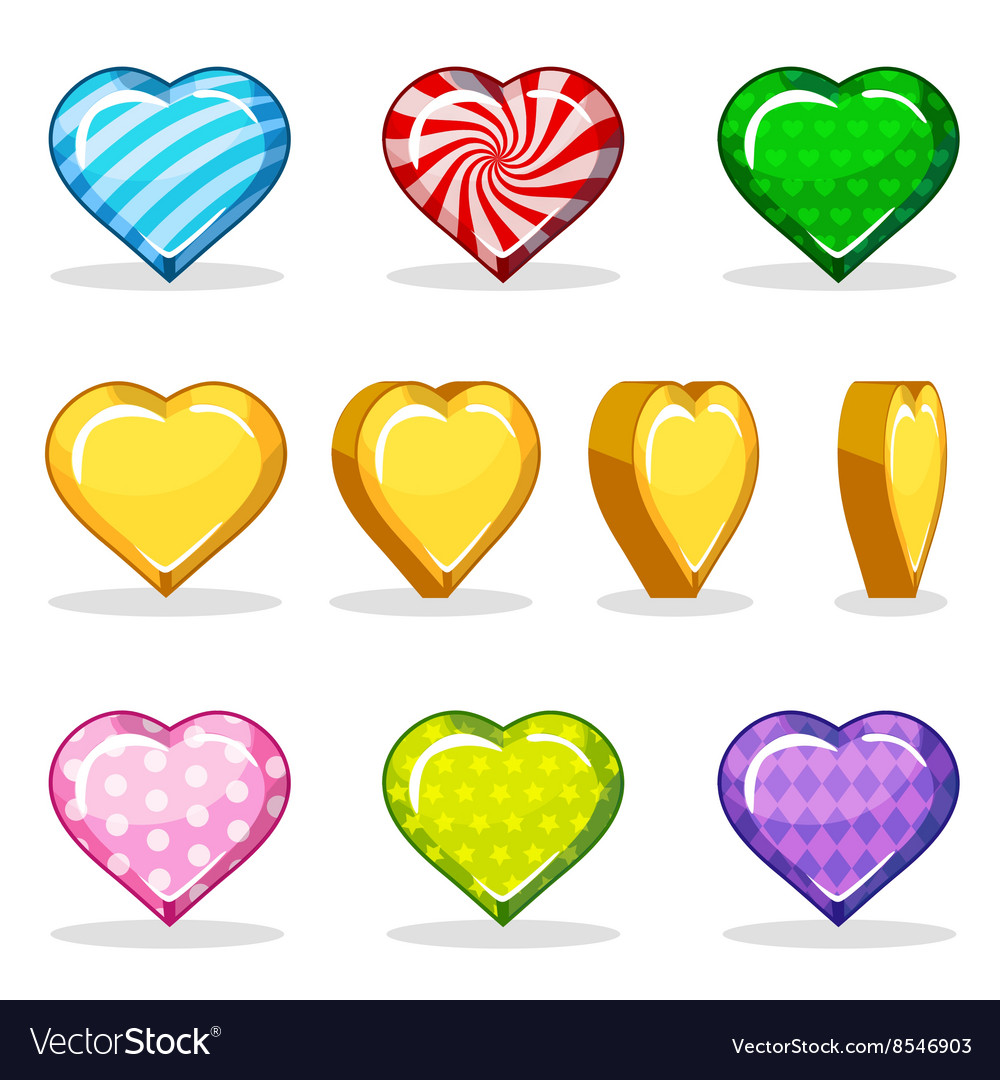 Cartoon colorful glossy heart set game animation Vector Image Cartoon colorful glossy heart set game animation Vector Image