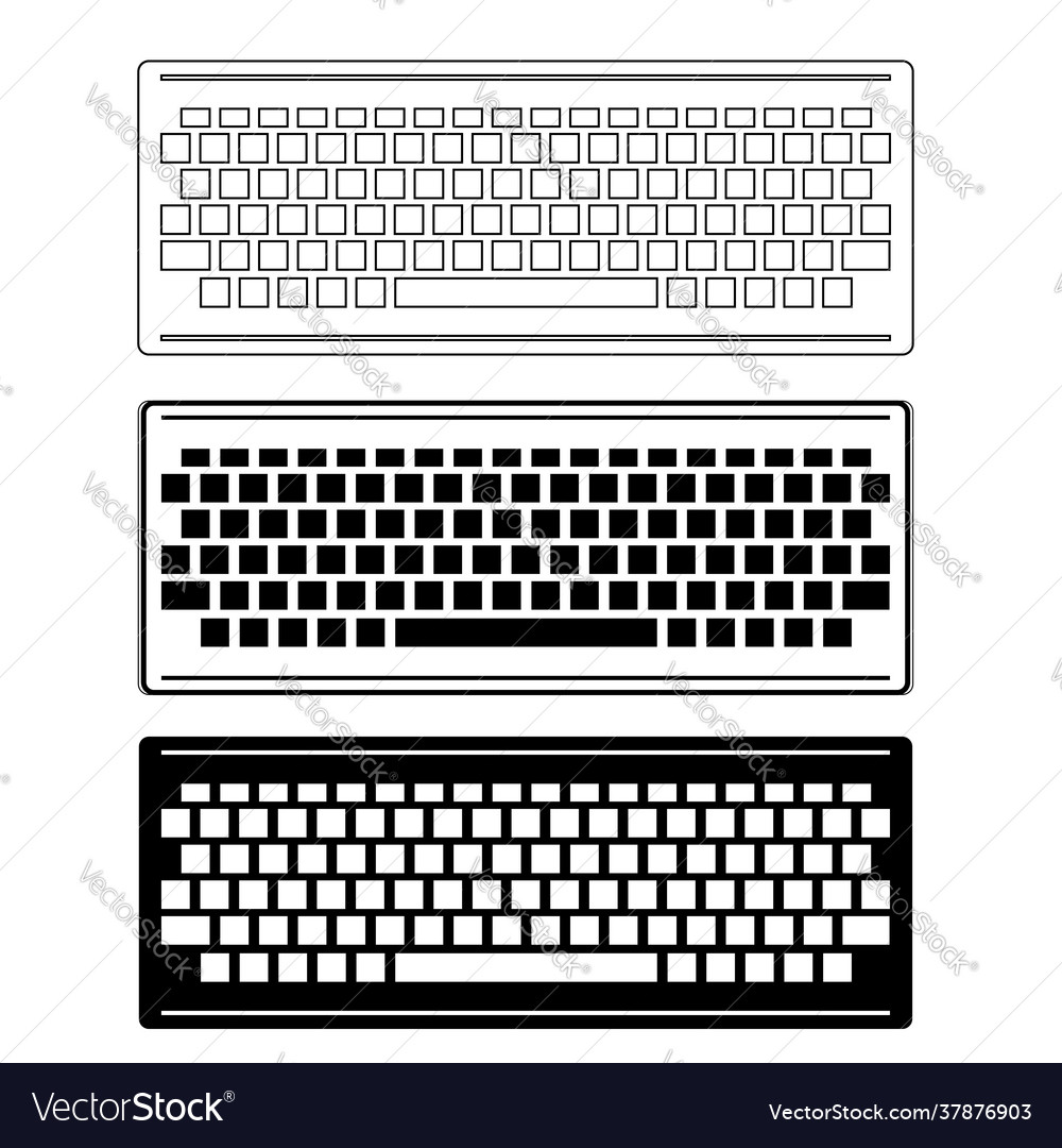 Computer keyboard icon set isolated on white vector image Computer keyboard icon set isolated on white